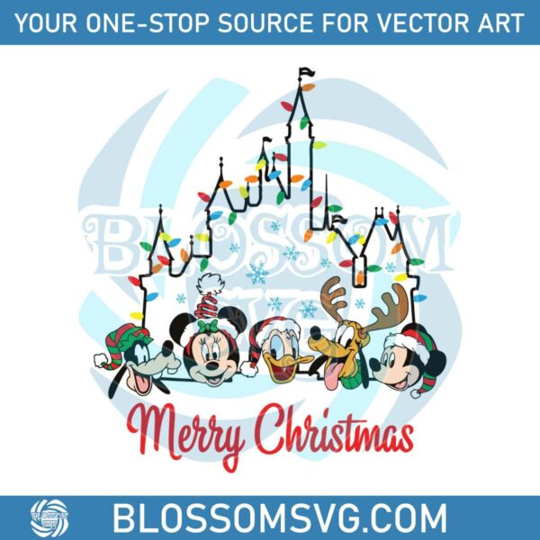 Funny Merry Christmas Disney Friends Castle SVG Download