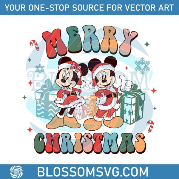 Disney Merry Christmas Mickey And Minnie Santa SVG File
