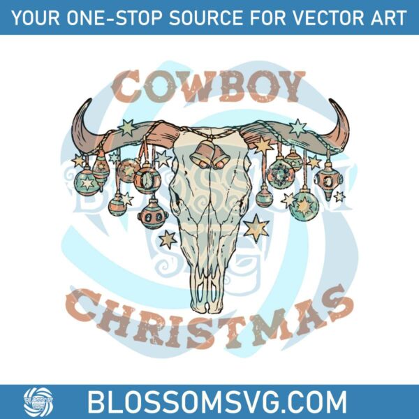 Vintage Cowboy Christmas Highland Cow SVG Download