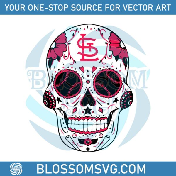 st-louis-cardinals-baseball-sugar-skull-svg-digital-cricut-file