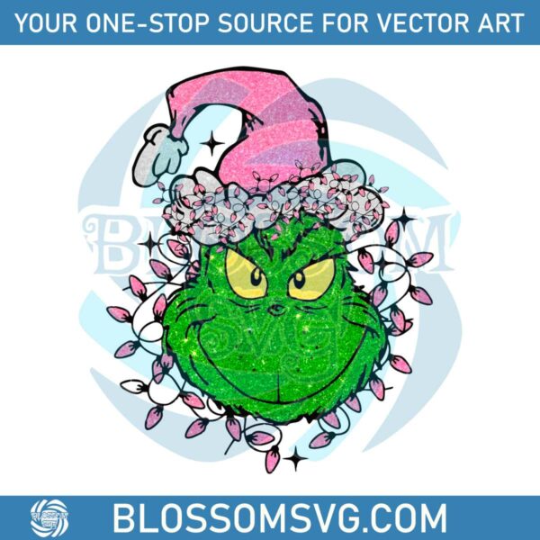sparkly-glitter-christmas-lights-pink-grinch-png-download