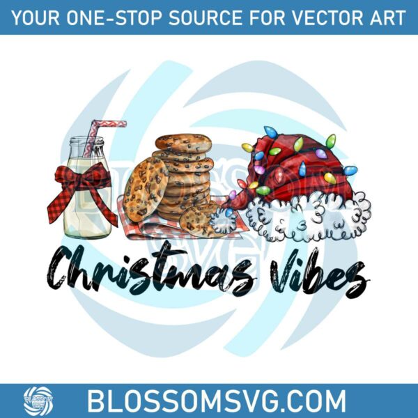 retro-christmas-vibes-santa-hat-and-biscuit-png-download