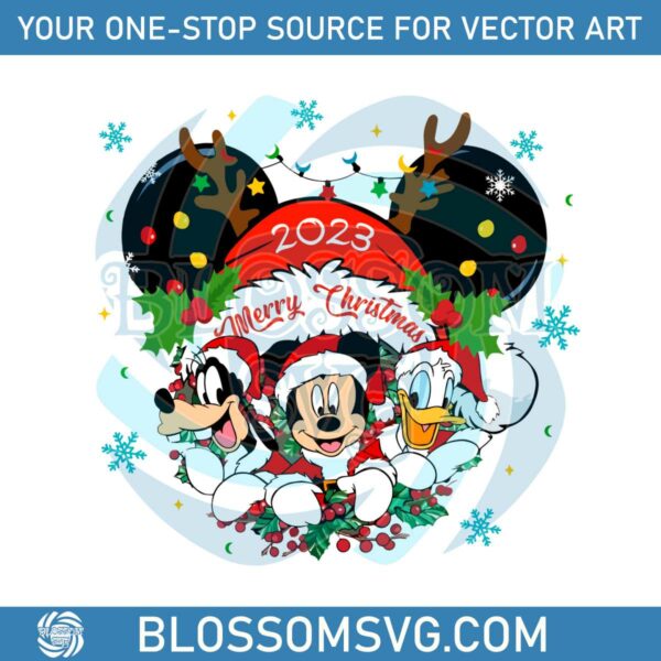 Mickey Donald Goofy Merry Christmas 2023 SVG Download