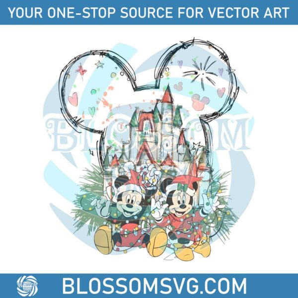Christmas Mickey Minnie Castle PNG Sublimation Download