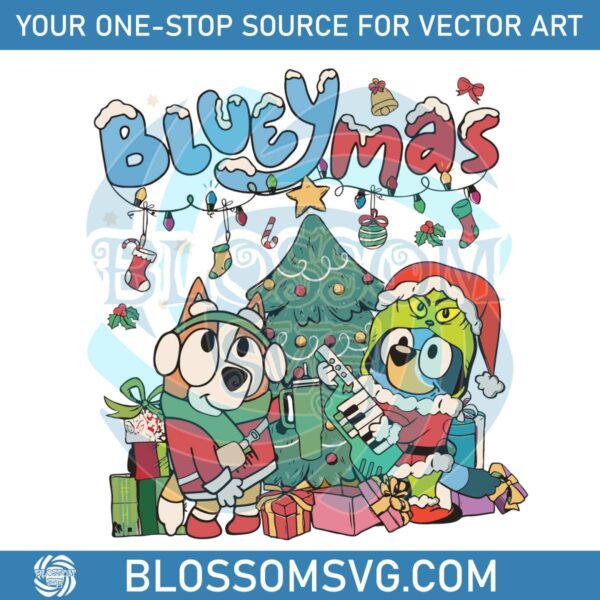 Blueymas Grinch Vibes Bluey And Bingo SVG Cricut Files