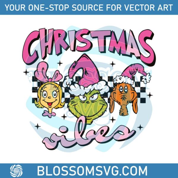 retro-pink-grinch-friends-christmas-vibes-svg-for-cricut-files