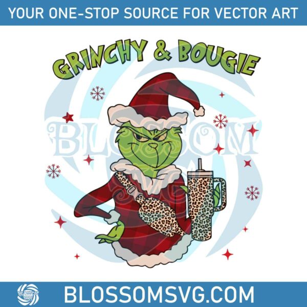 Grinchy and Bougie Christmas Tumbler SVG Graphic Design File