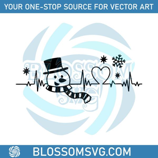 Retro Christmas Heartbeat Snowman SVG Digital Cricut File