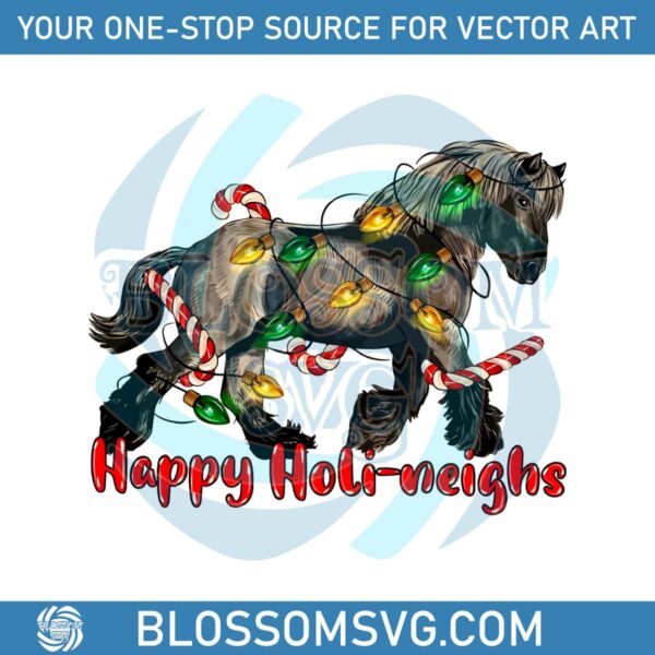 Happy Holineighs Christmas Lights PNG Donwload File