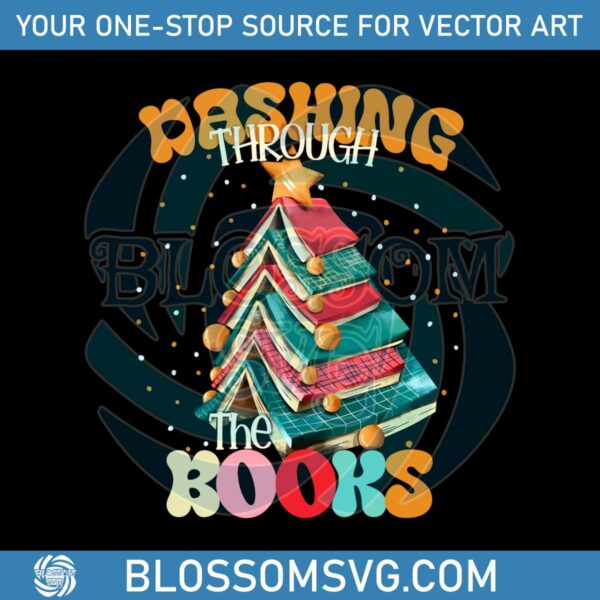 Retro Bookish Christmas Daising Through The Books PNG File