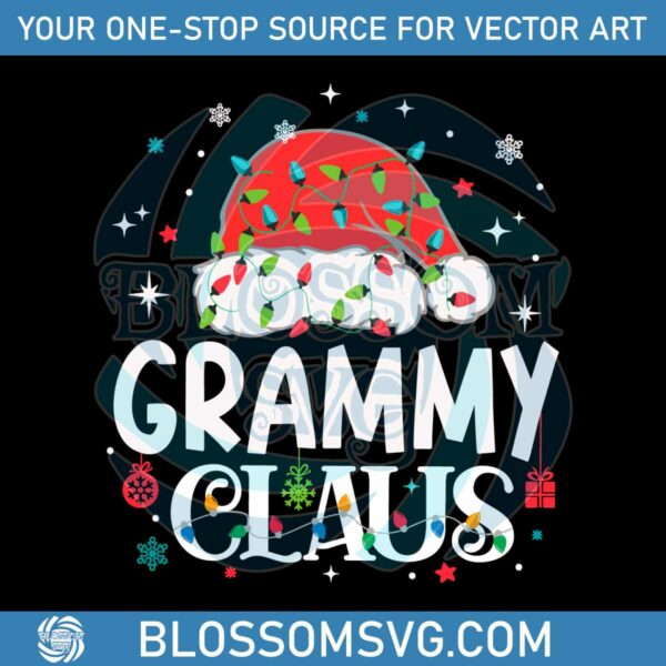 Grammy Claus Santa Hat Christmas Lights SVG Digital Files