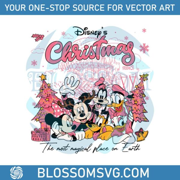 retro-disney-pink-christmas-magical-place-on-earth-svg-file