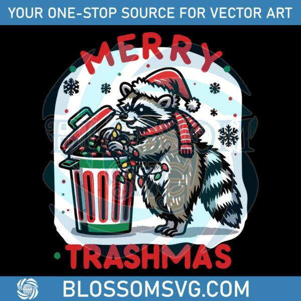 Funny Raccoon Merry Trashmas SVG Graphic Design File