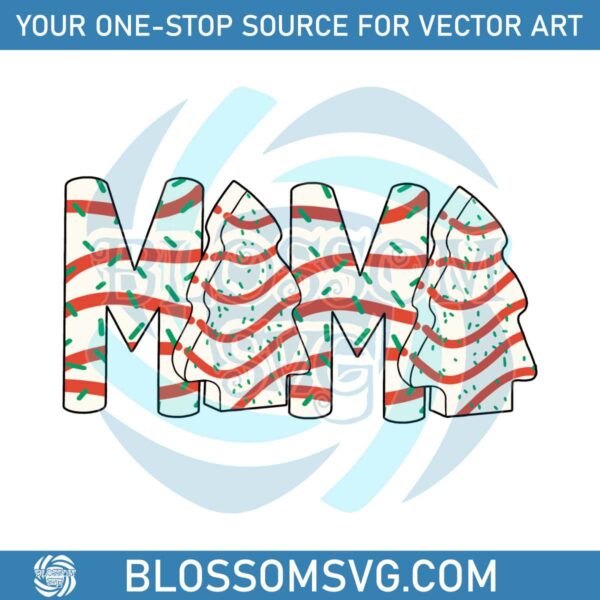 Retro Christmas Tree Cake Mama SVG Graphic Design File