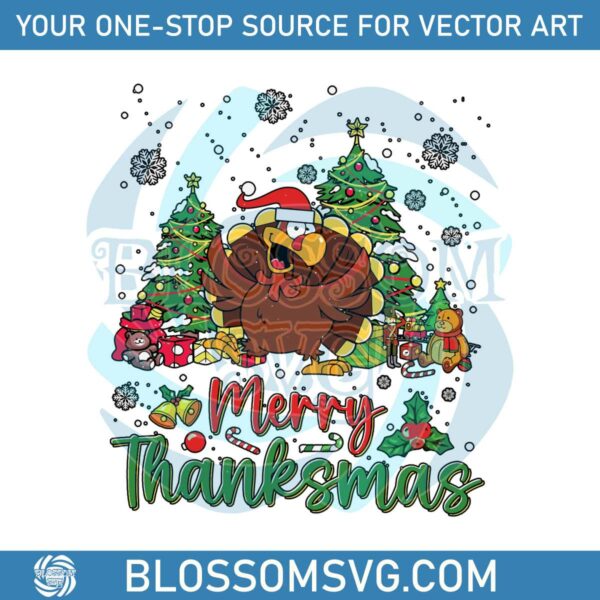 Merry Thanksmas Funny Turkey PNG Sublimation Download