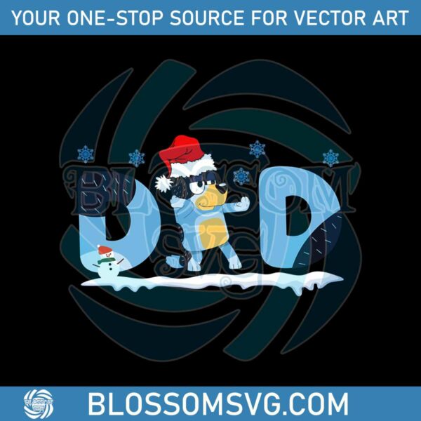 Bluey Dad Christmas With Santa Hat SVG Digital Cricut File