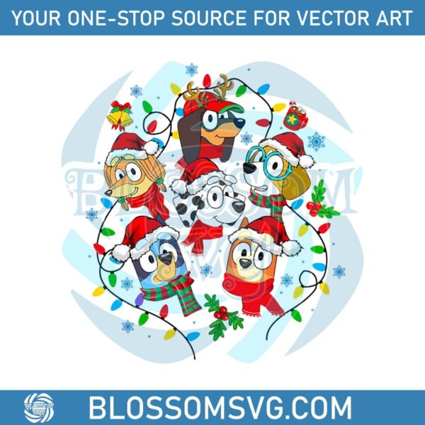 Bluey Family Christmas Lights SVG Digital Cricut File