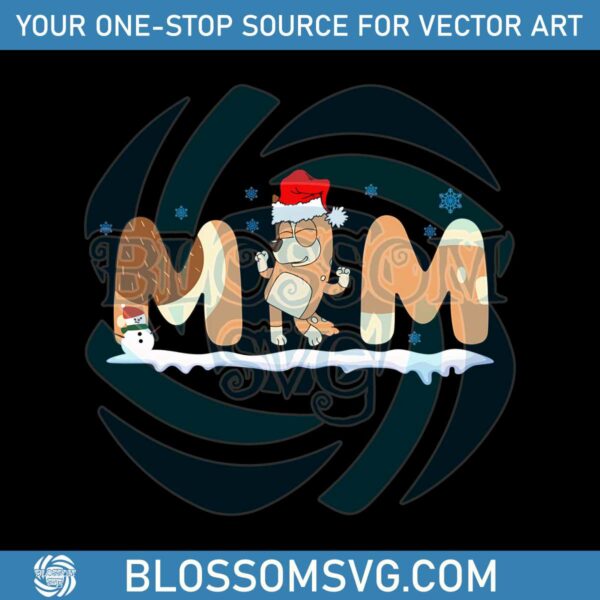 Bluey Mom Christmas With Santa Hat SVG Cricut Files