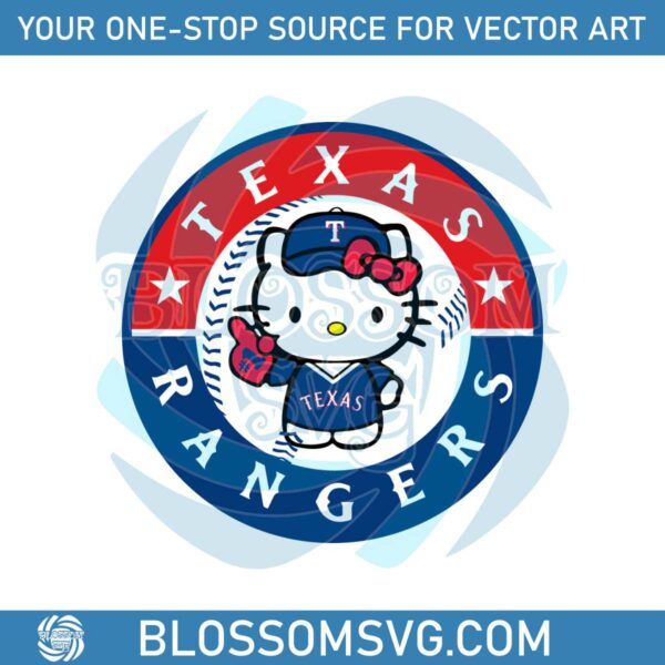 Hello Kitty Character Texas Rangers SVG
