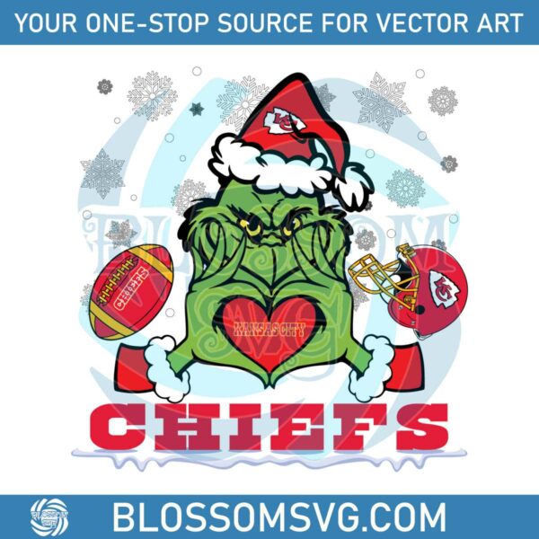 Grinch Loves Chiefs Football Helmet SVG