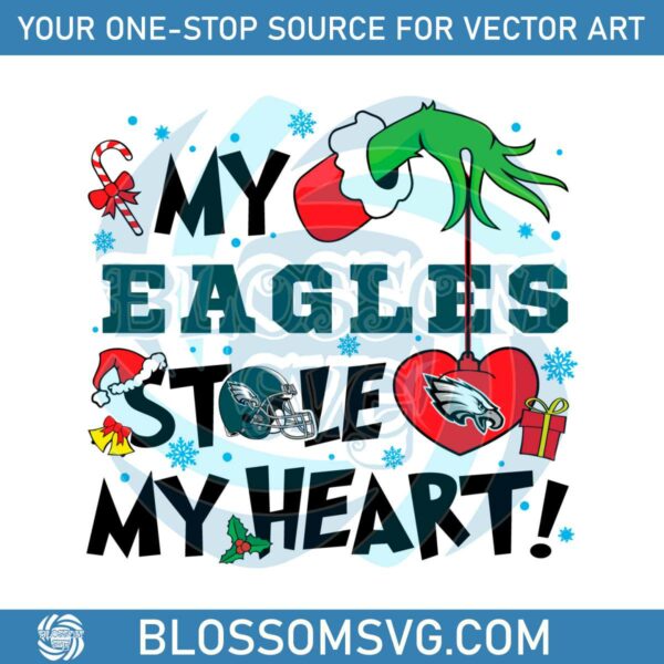 Grinch Hand My Eagles Stole My Heart Svg