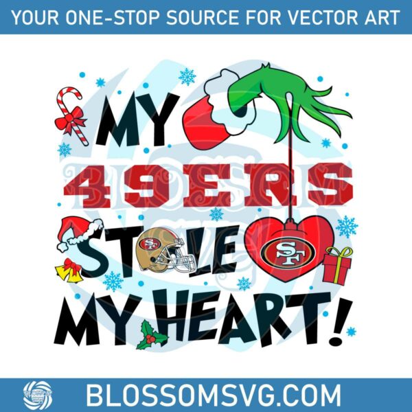 Grinch Hand My 49ers Stole My Heart Svg