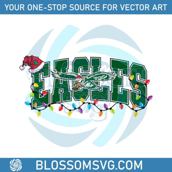 Eagles Logo With Christmas Hat Light SVG