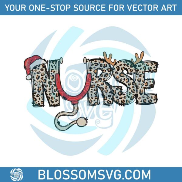 Leopard Nurse Christmas Stethoscope SVG