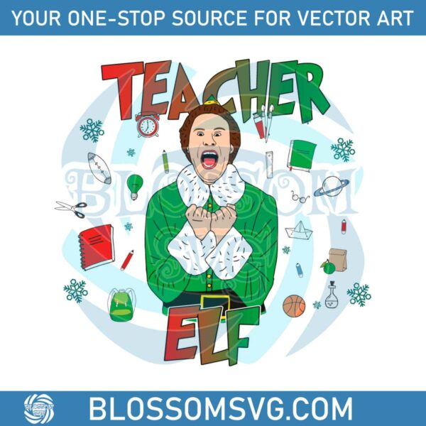 Funny Teacher Elf Christmas Vibe SVG