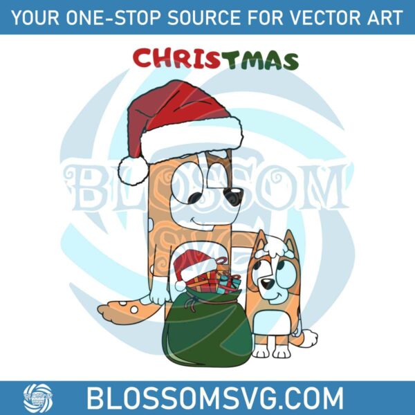Christmas Chilli Heeler And Bingo SVG