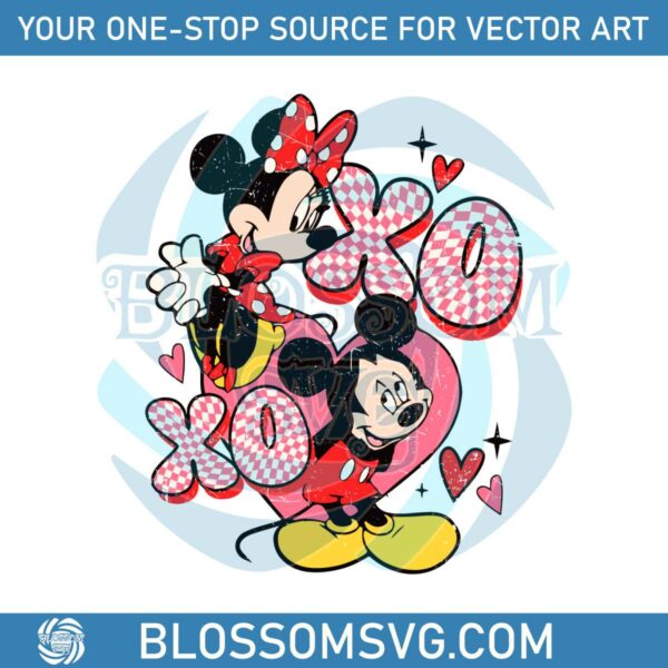 Vintage Mickey and Minnie XoXo SVG