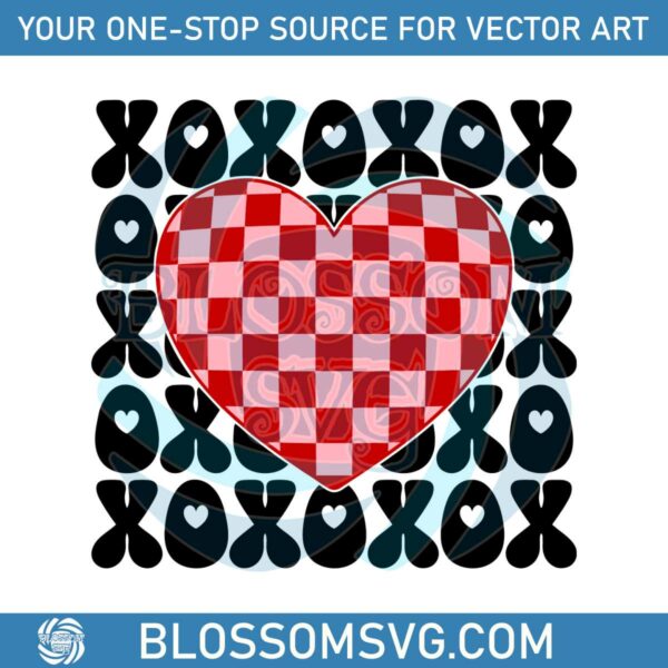Retro XoXo Valentines Heart SVG
