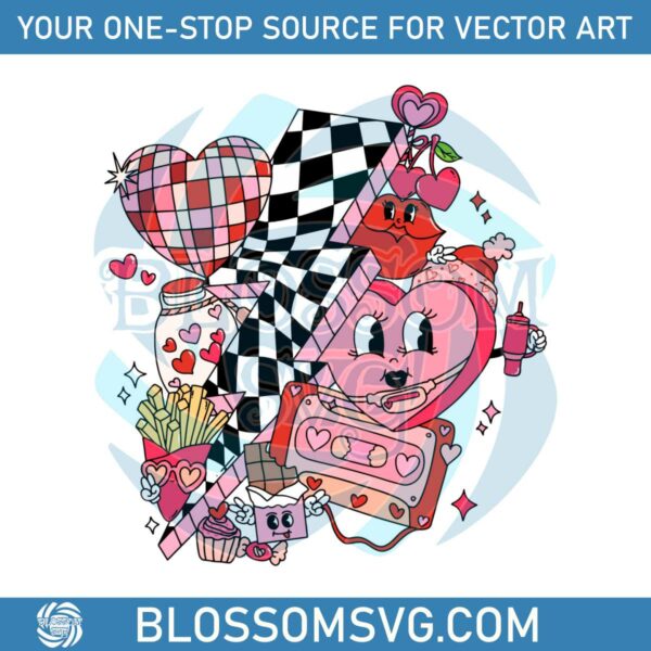 Retro Valentine Doodle Lightning Bolt SVG