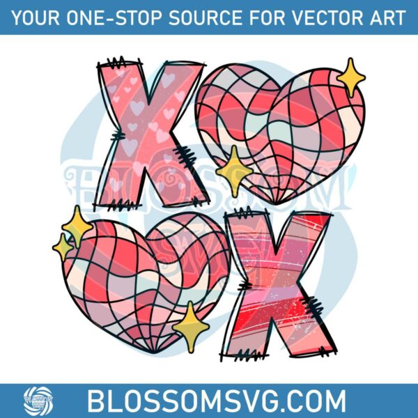 XOXO Pink Heart Valentine SVG