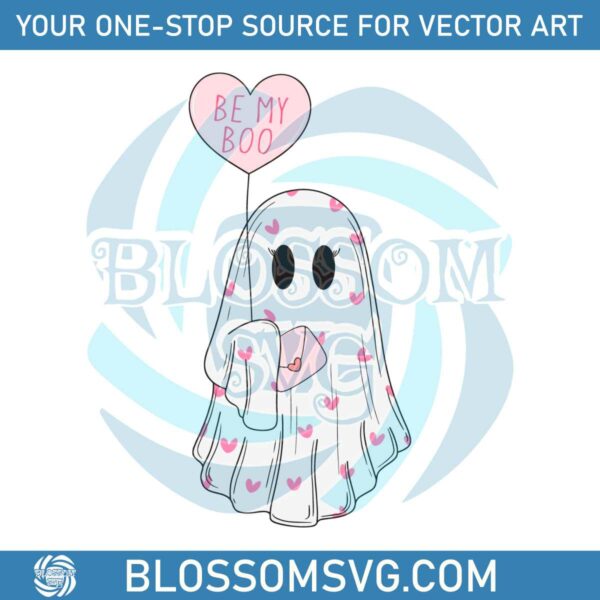 Be My Boo Valentines Ghost With Balloon SVG