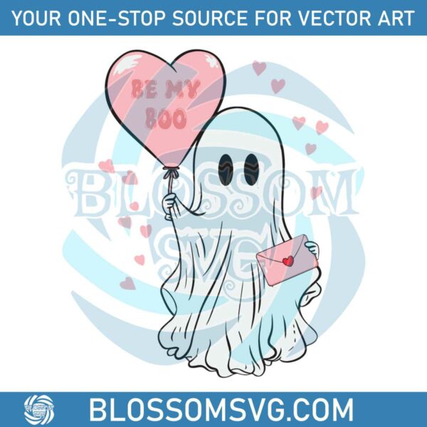 Be My Boo Heart Balloon Ghost SVG