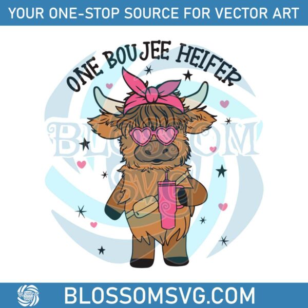 One Boujee Heifer Cow Heart SVG