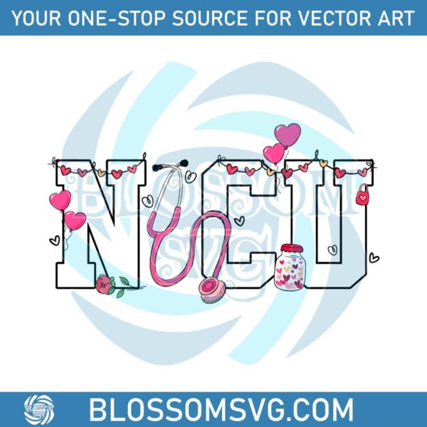 NICU Stethoscope Valentines Nurse SVG