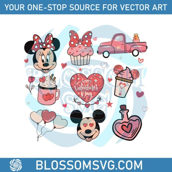 Pink Happy Valentines Day Disney SVG