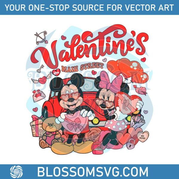 Valentine on Main Street Mickey Minnie PNG