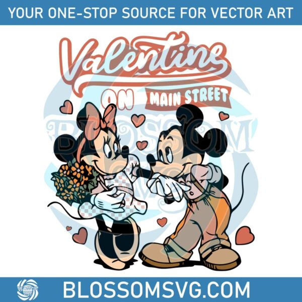Valentine On Main Street Disney Mouse Couple SVG