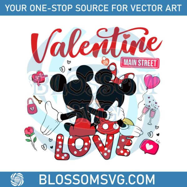Valentine On Main Street Love Mickey Minnie SVG