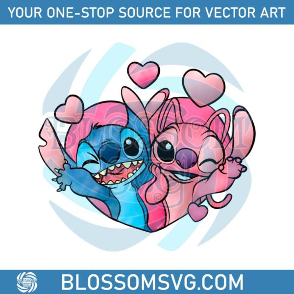 Disney Stitch and Angel Valentine PNG