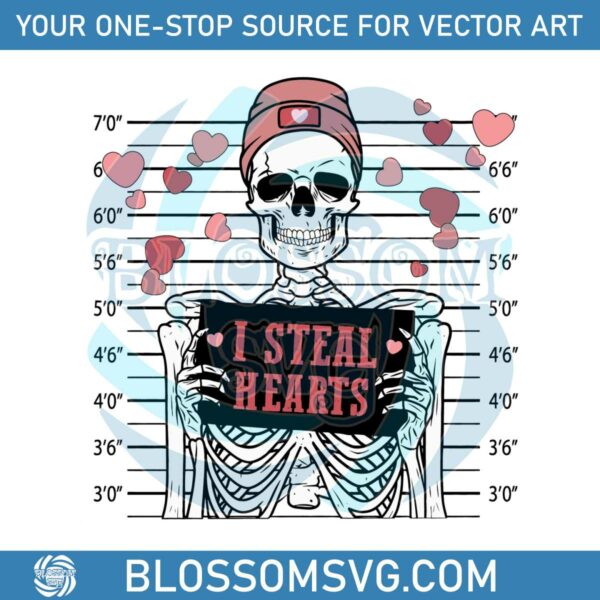 I Steal Hearts Funny Skeleton Valentine SVG