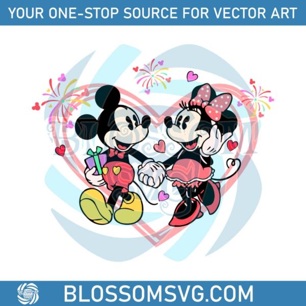 Valentine Mouse Hearts Mickey Minnie SVG