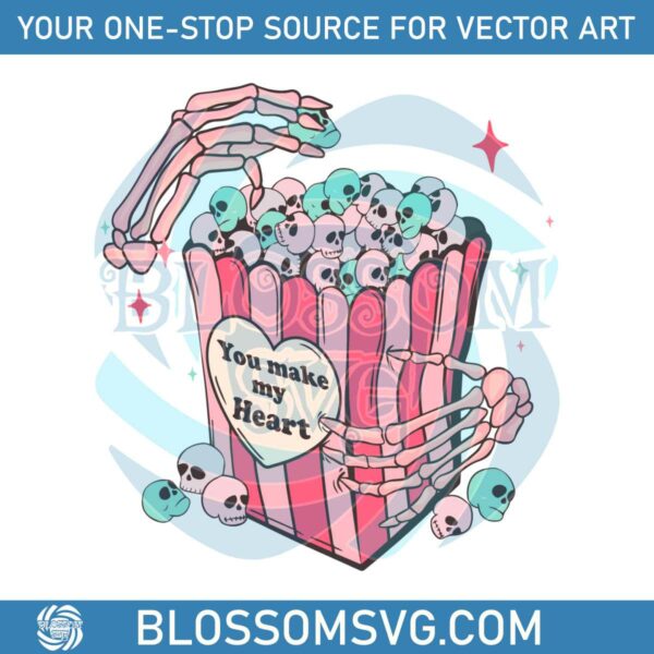 Retro Valentine Popcorn You Make My Heart SVG