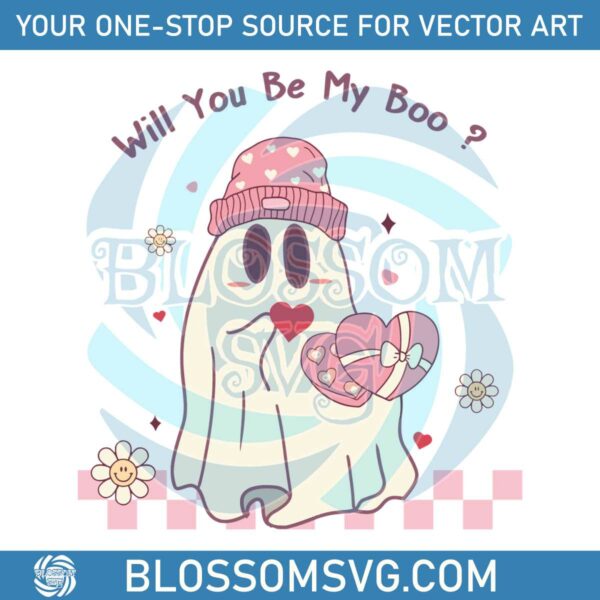 Valentine Ghost Will You Be My Boo SVG