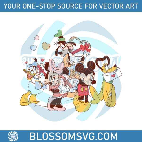Vintage Mickey and Friends Valentine SVG