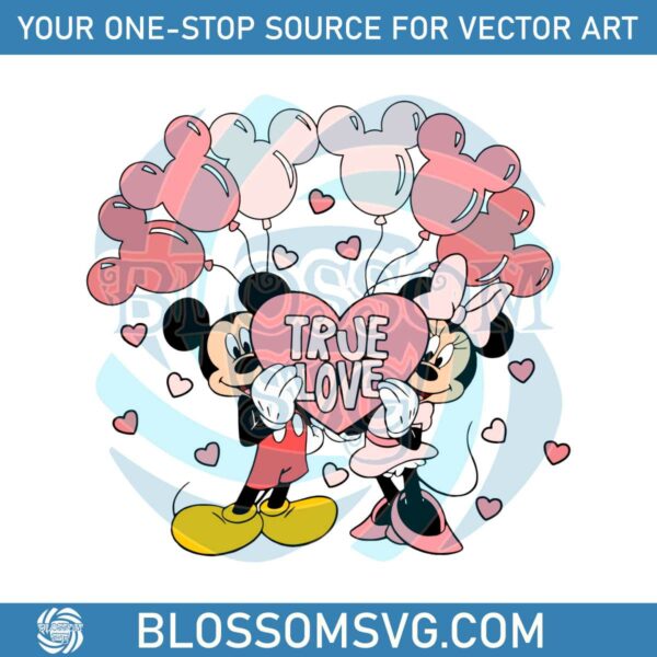 Mickey and Minnie True Love Balloons SVG