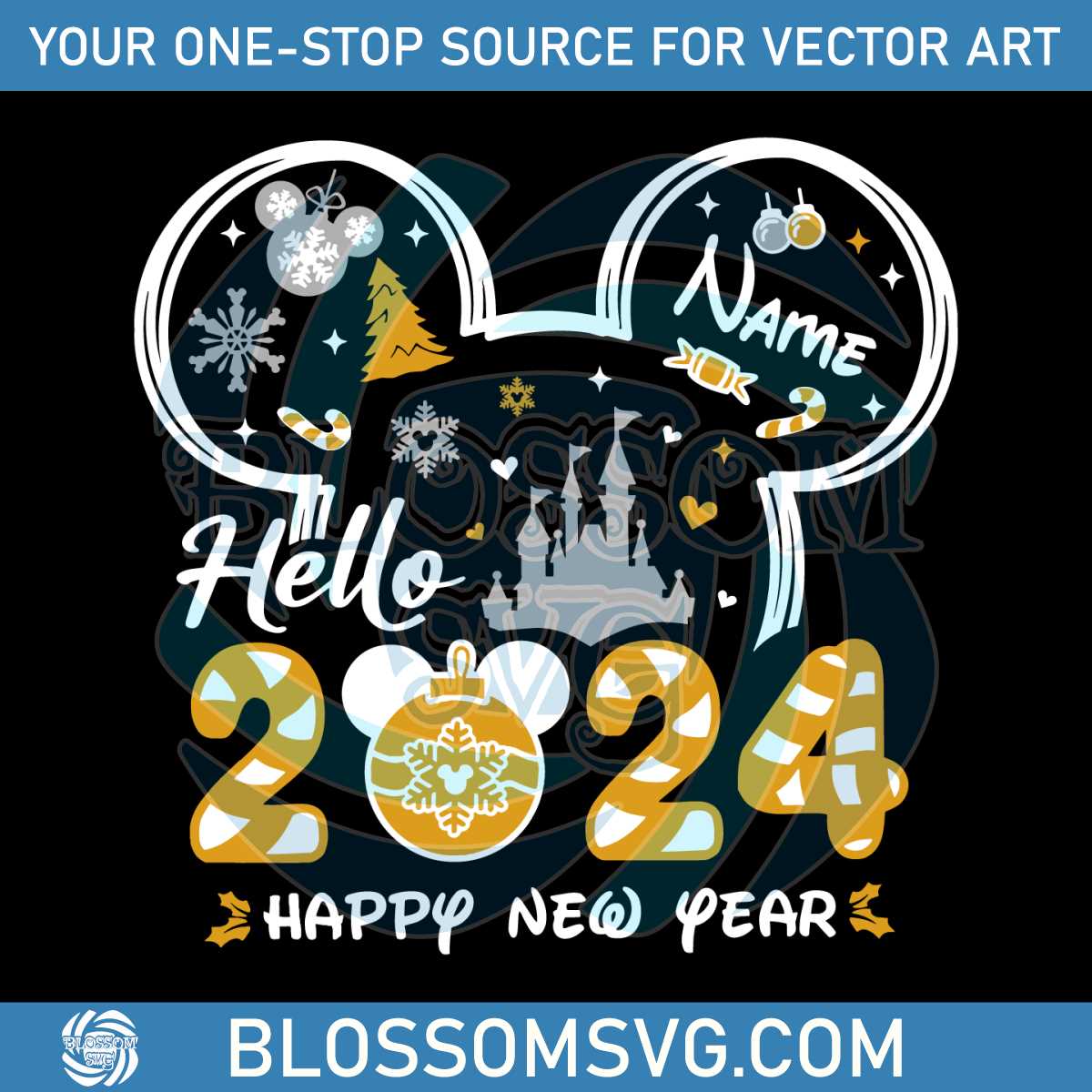 Custom Disney Hello 2024 Happy New Year SVG